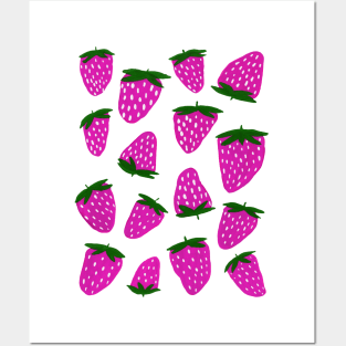 Organic summer strawberries purple and green Posters and Art